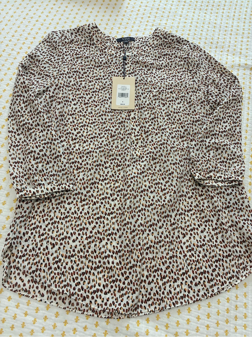 NYDJ Beige and Brown Leopard-Print Blouse
